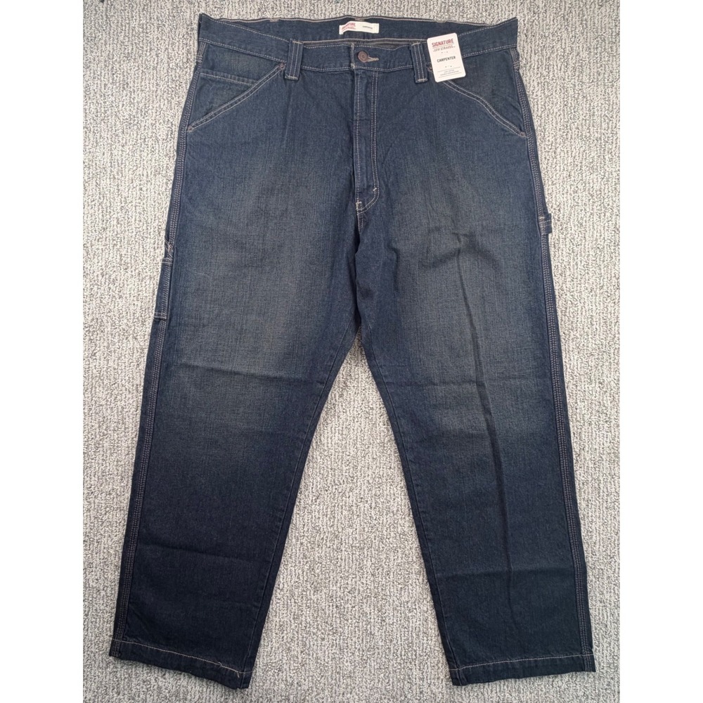 Signature by Levi Strauss Carpenter Jeans Mens 40*x30 Dark Wash Denim Work Pants